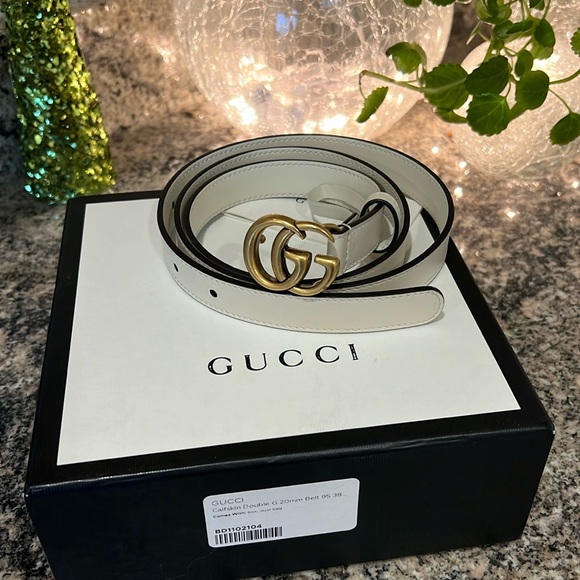 Gucci Calfskin Double GG 20mm Belt - Picture 1 of 7